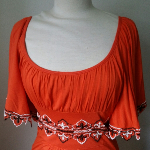 Nwt~Language L. A. Orange Embroidered Waist tunic - Picture 3 of 9